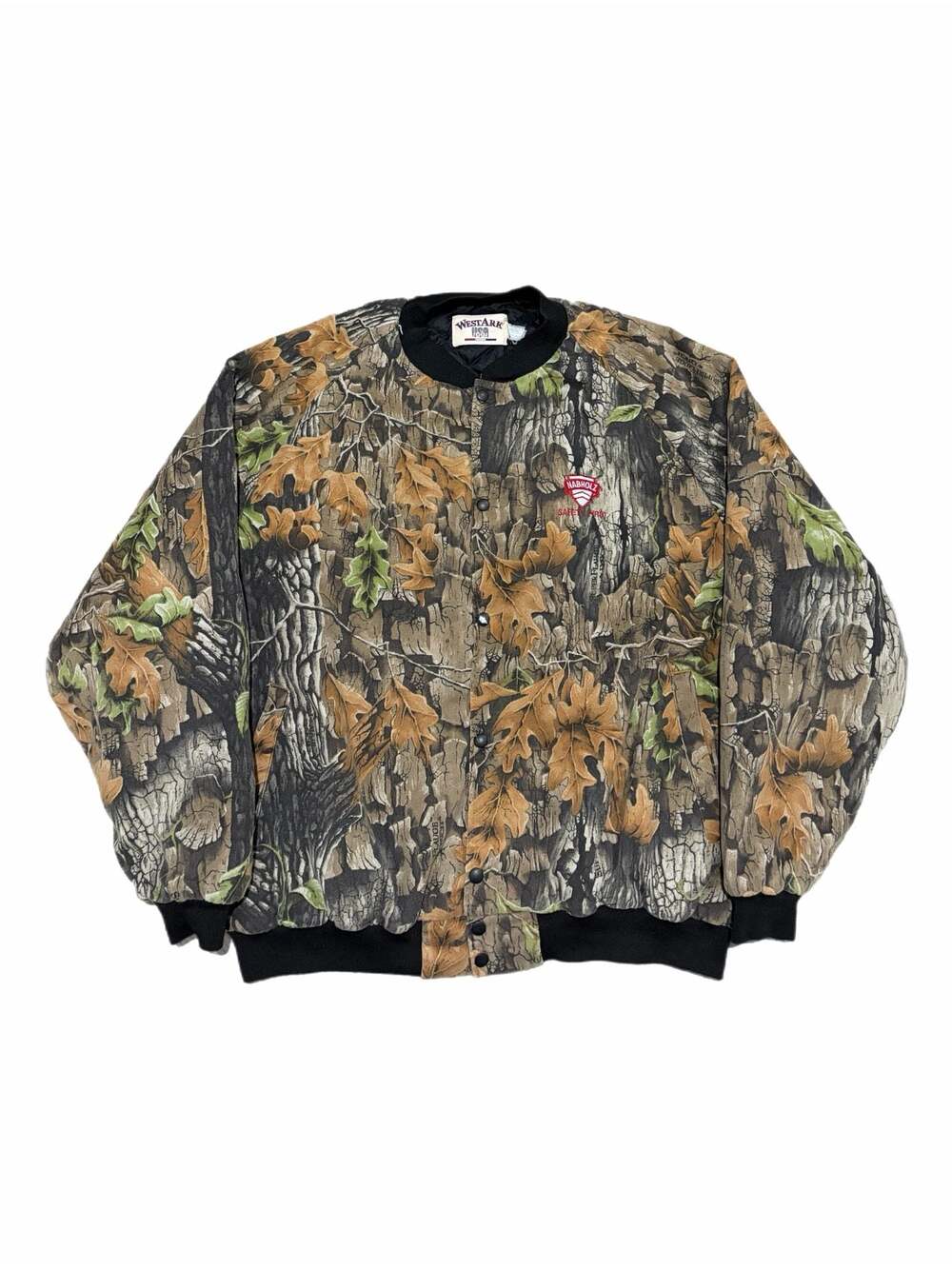 Vintage Westark USA Nabholz Safety First Camo Quilted Bomber Jacket